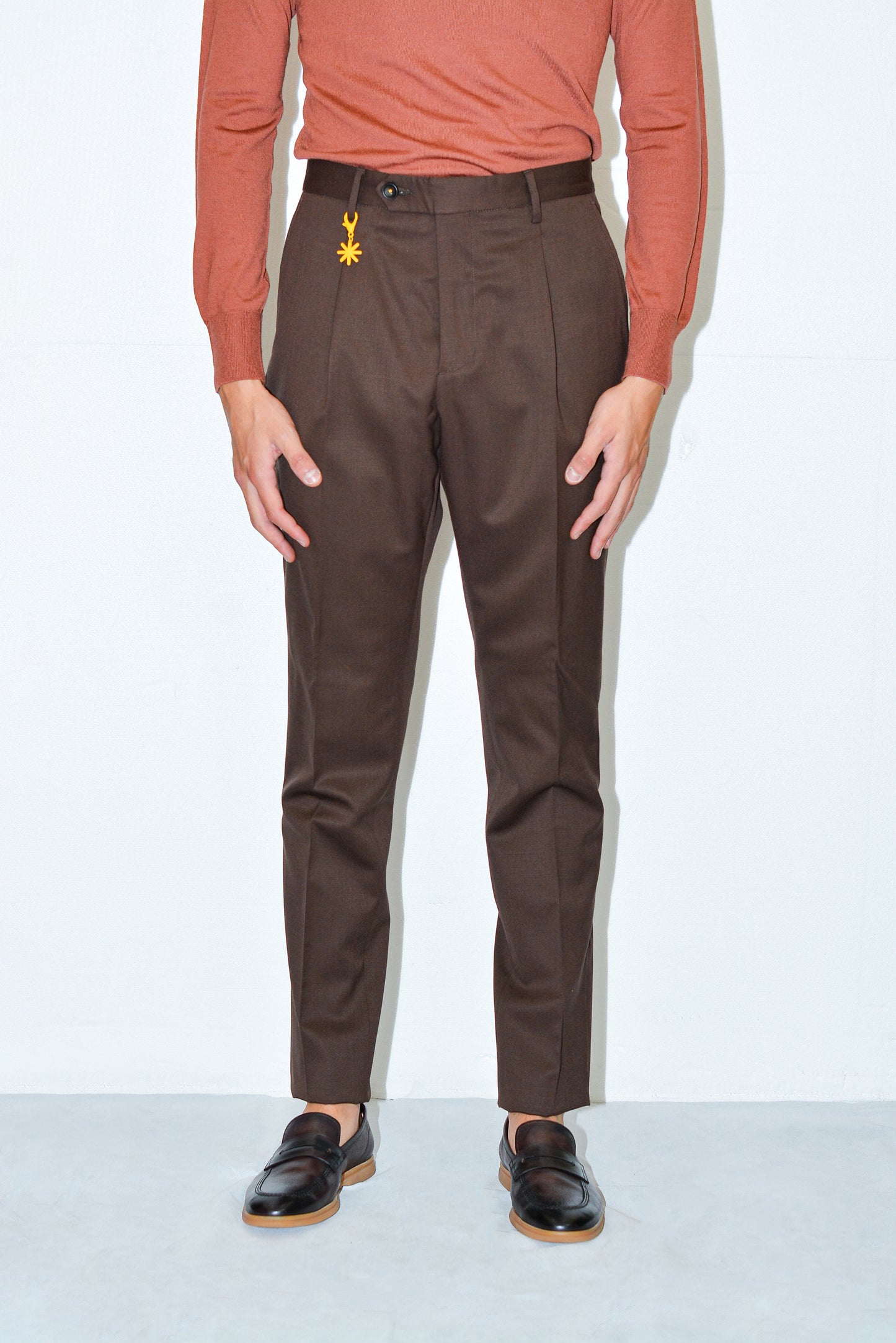 Pantalone in flanella di lana stretch