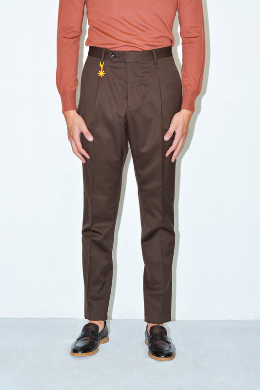 Pantalone in flanella di lana stretch