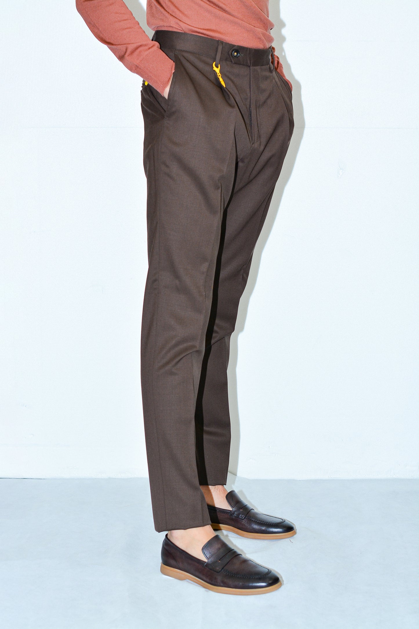 Pantalone in flanella di lana stretch