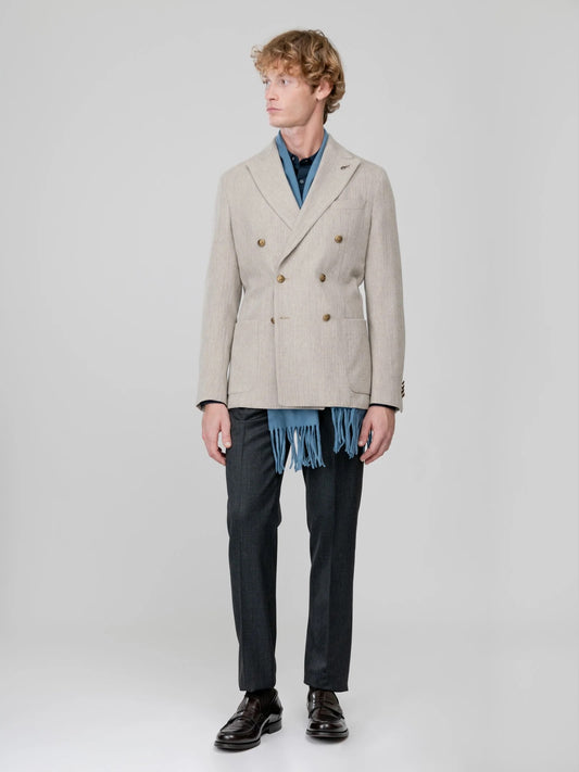 Giacca doppiopetto velluto a coste in cashmere