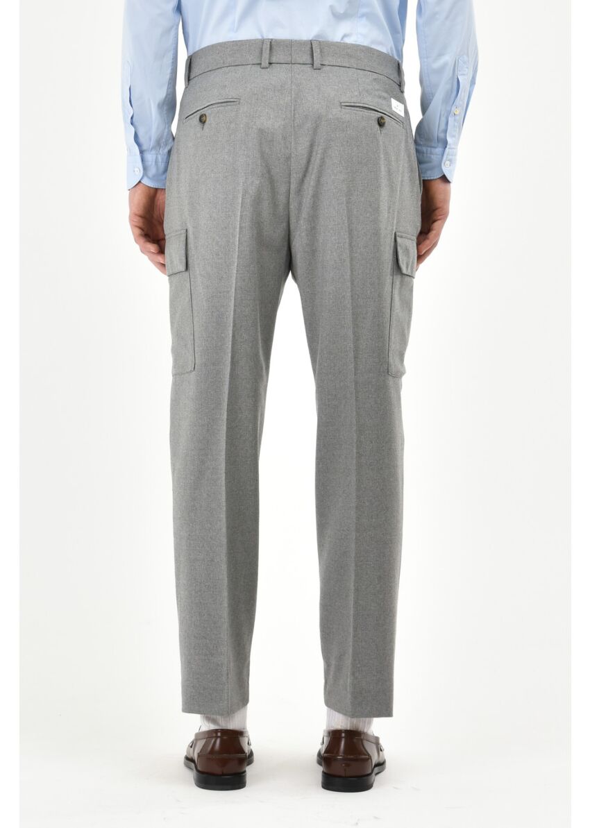 Pantalone cargo flanella di lana stretch - Manuel Ritz