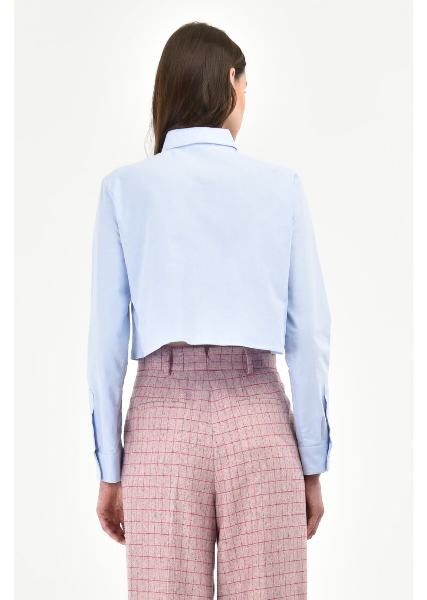 Camicia cropped rouches cotone oxford - Manuel Ritz