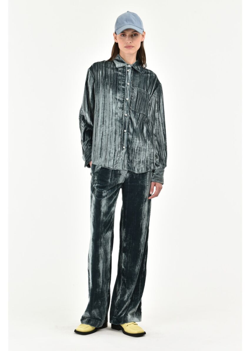 Pantalone coulisse velluto plissè verticale - Manuel Ritz