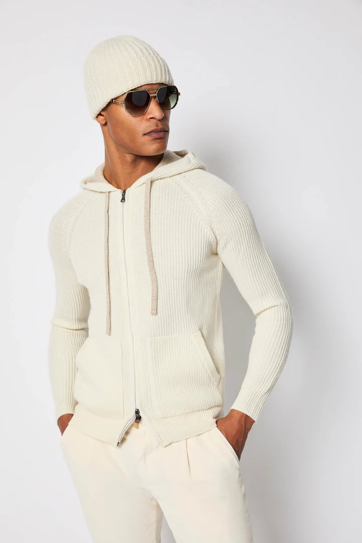 FELPA IN MAGLIA CON ZIP E CAPPUCCIO L.B.M. 1911