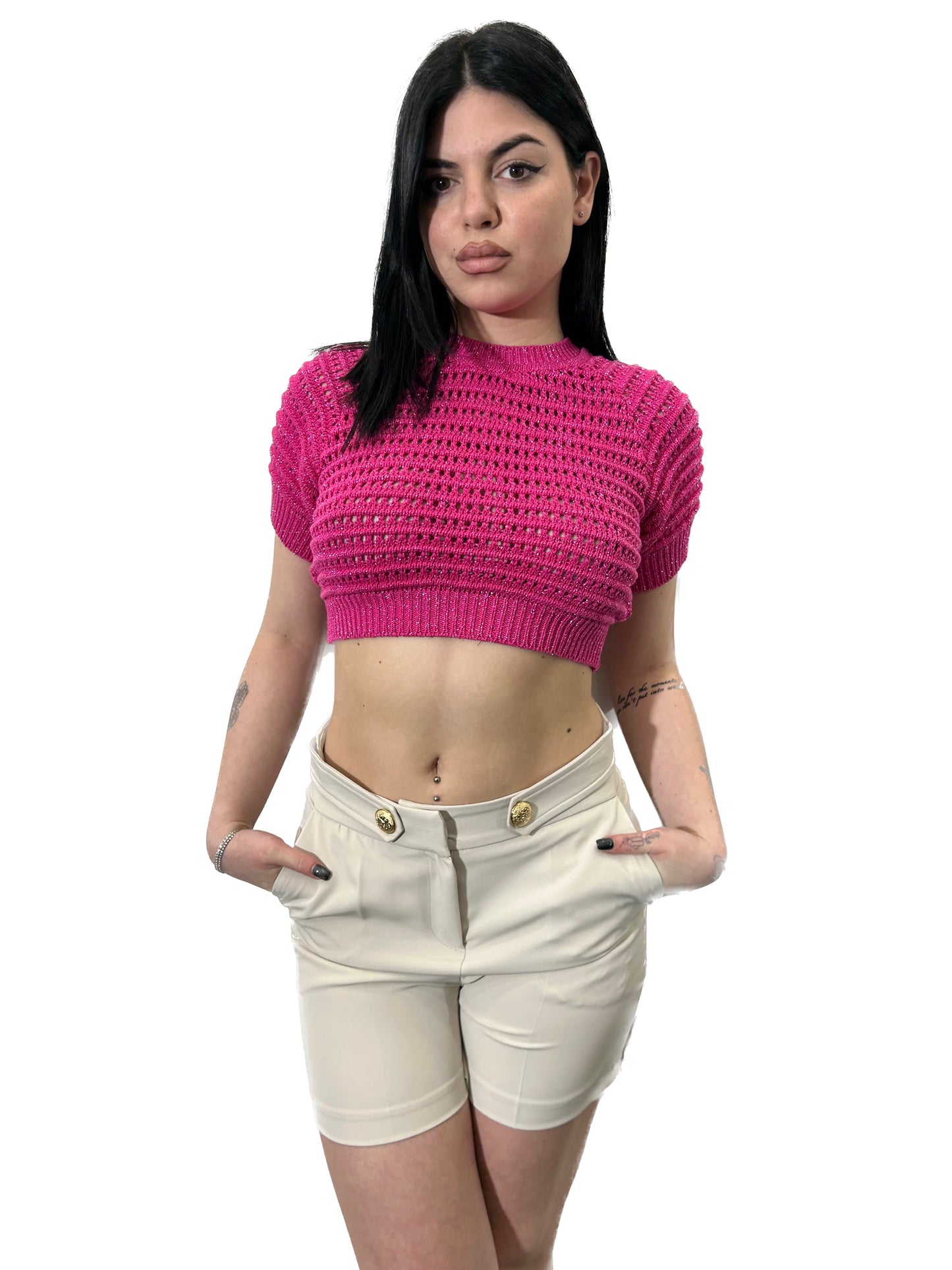 Top in filo lurex traforata - LA KORE