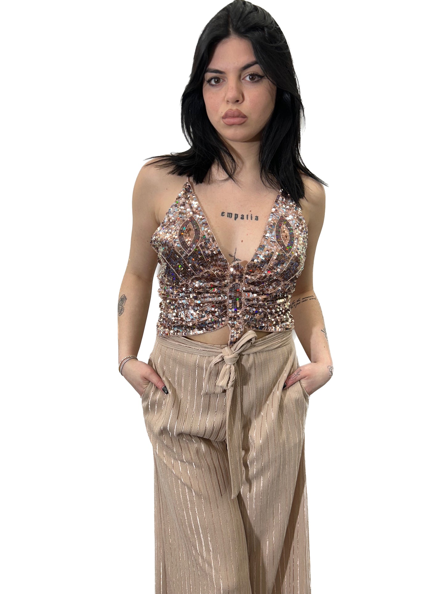 Top a farfalla in paillettes - LA KORE