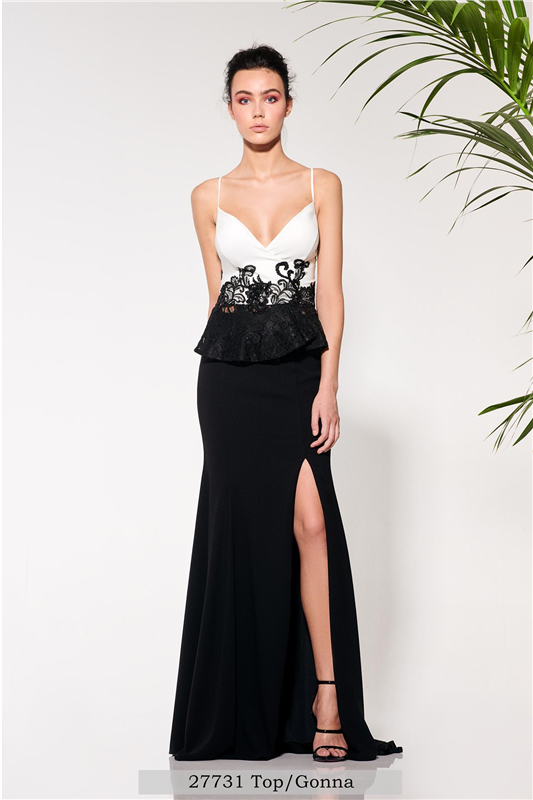 Top con Gonna Lunga e Stola Bianca Brandi 27731
