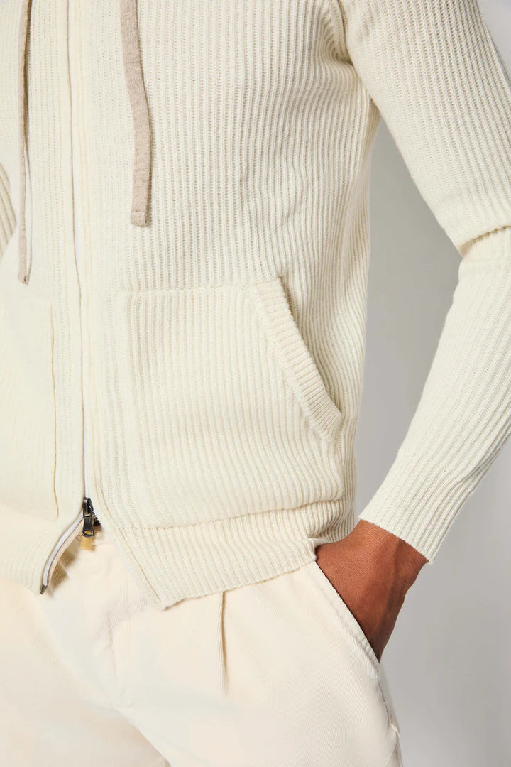 FELPA IN MAGLIA CON ZIP E CAPPUCCIO L.B.M. 1911